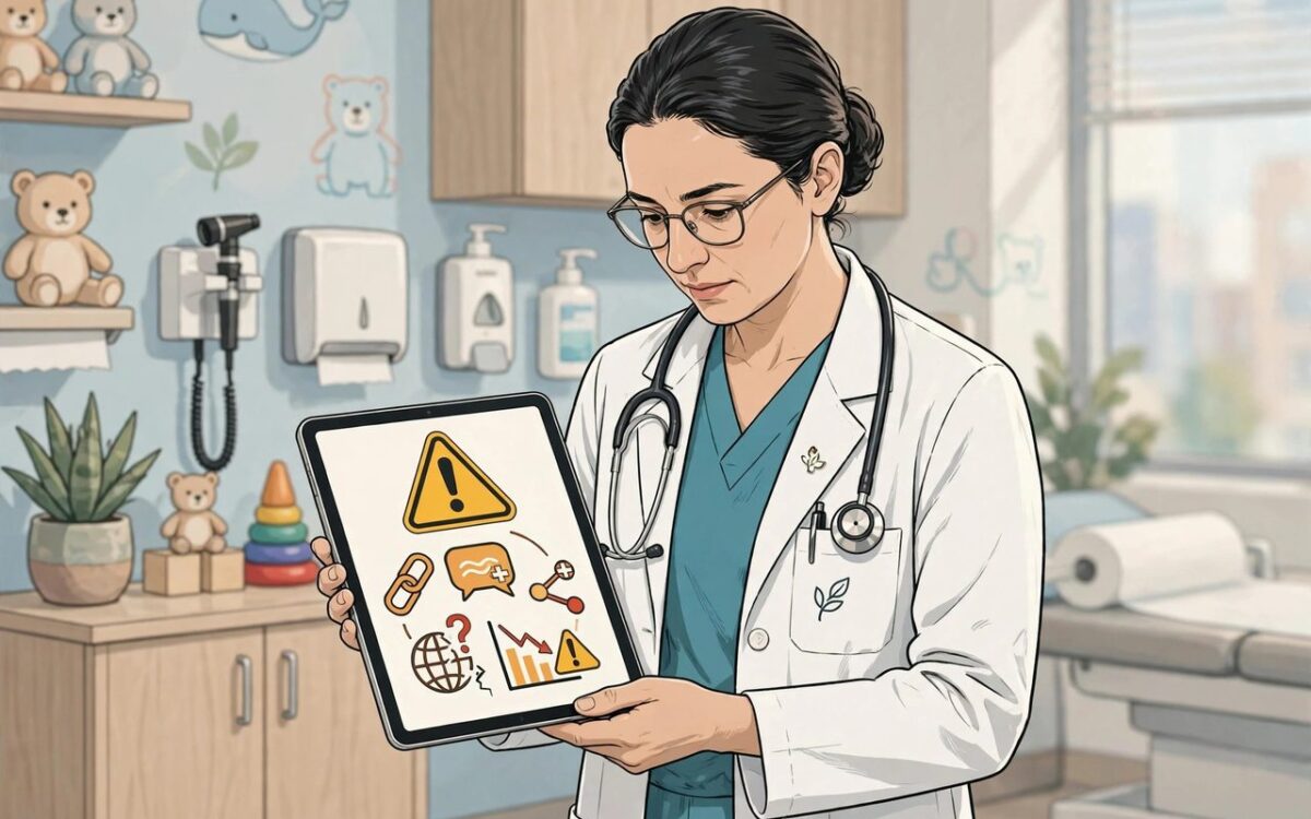 Doctor consulting with a parent and child