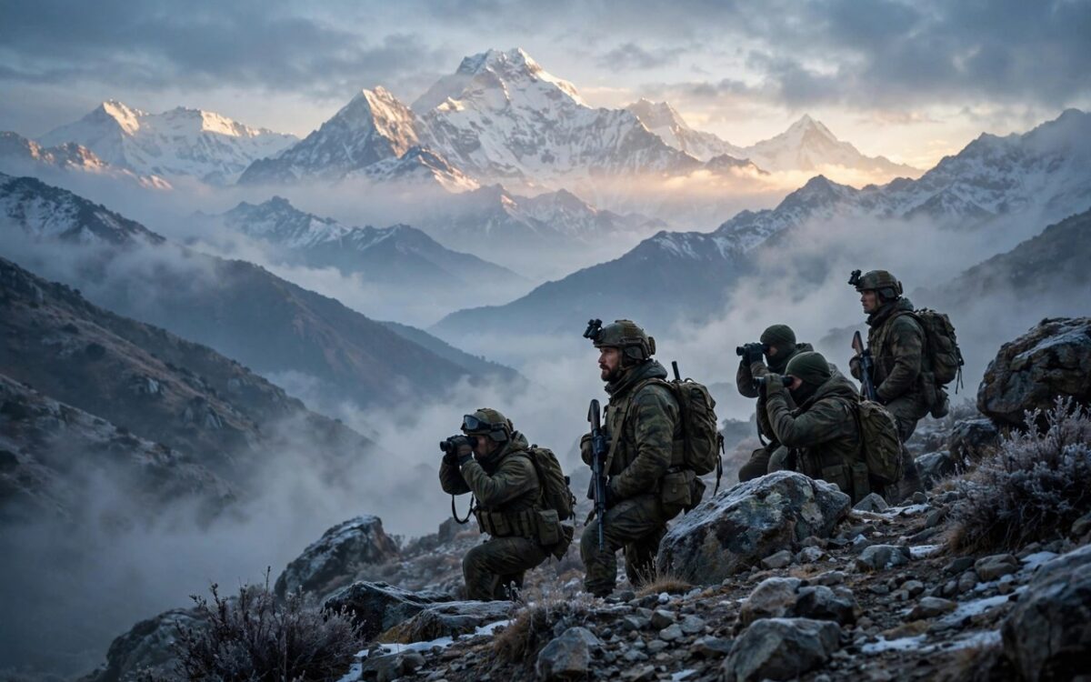alt: Cinematic mountain war scene from Salman Khan film Maatrubhumi