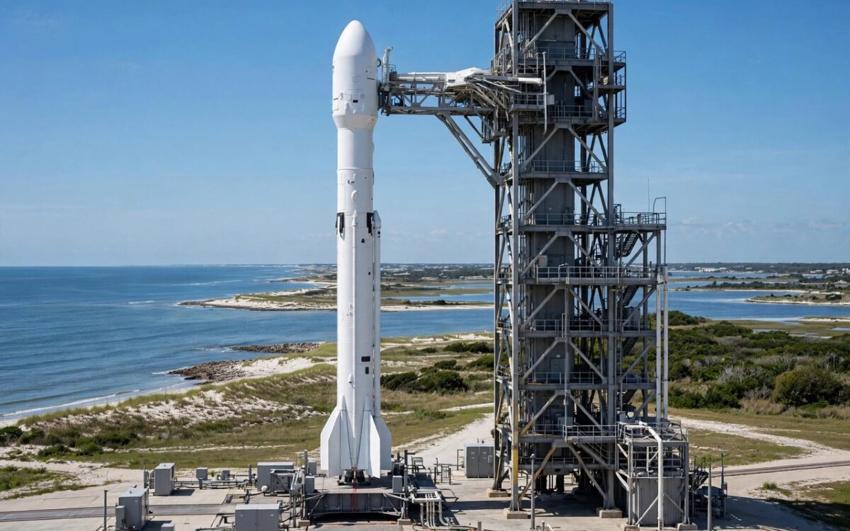 Nuri rocket on the launch pad at Naro Space Center