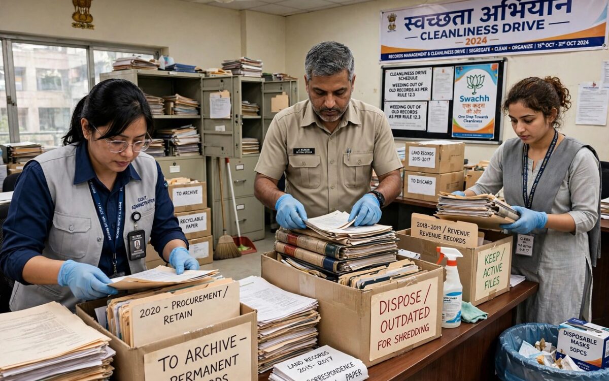 Government office files and records being sorted during a cleanliness drive