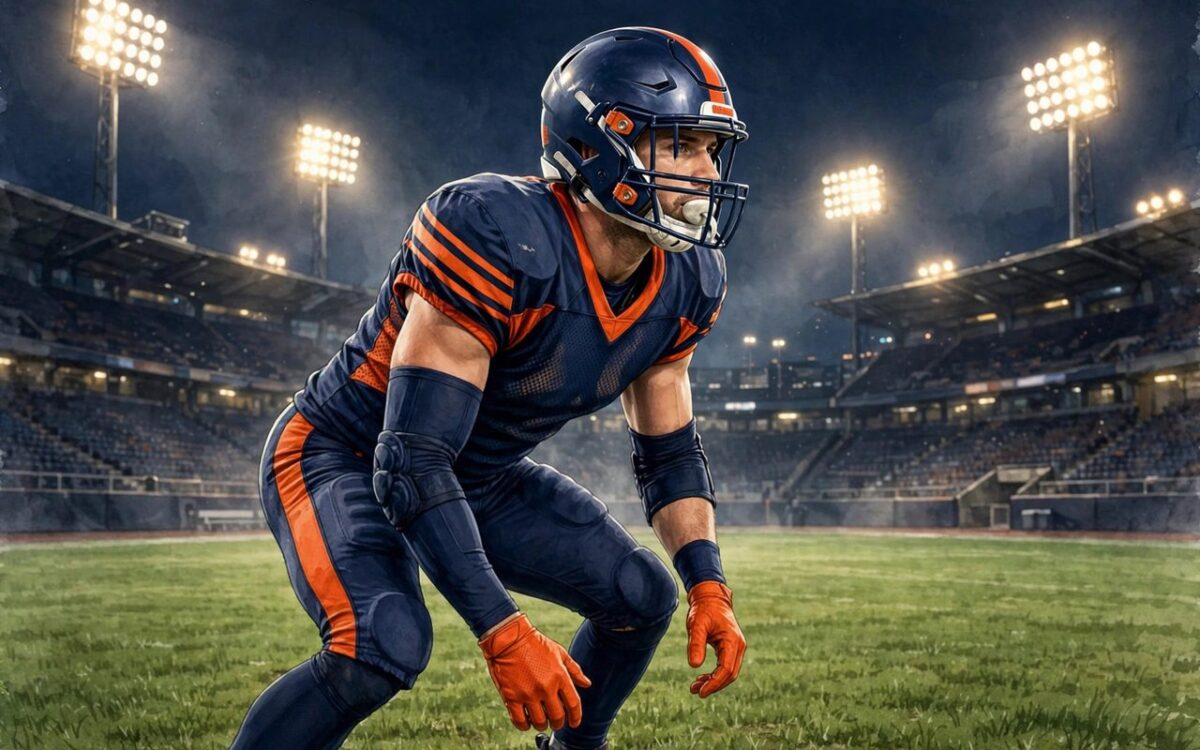 Illustration of NFL cornerback on field