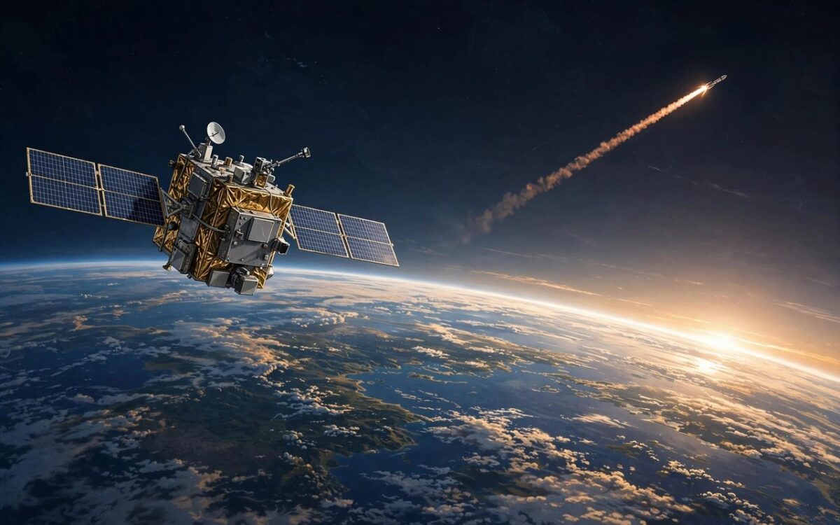 Satellite in orbit above Earth