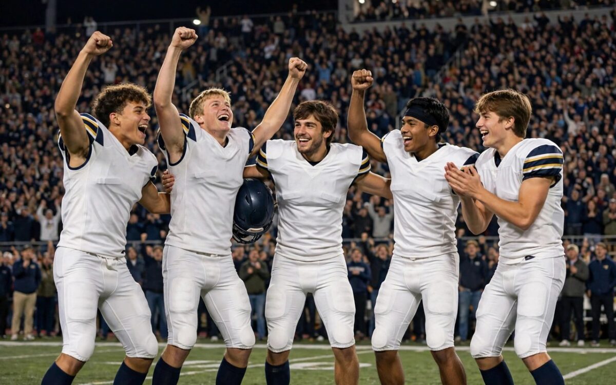 alt: USMNT players celebrate in the 3-0 win over Mexico