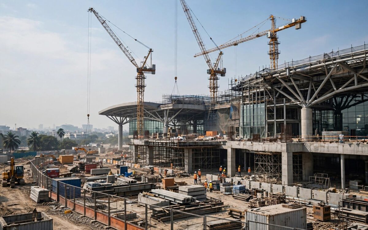 Airport terminal building under construction in India